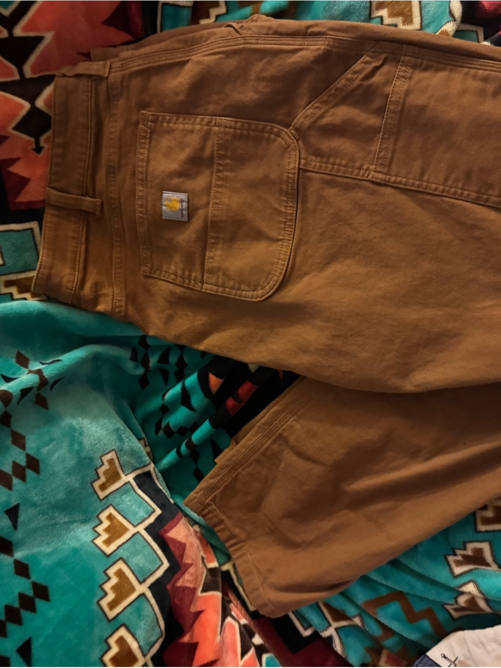 Carhartt Tan Carpenter Pants with Back Utility Pocket